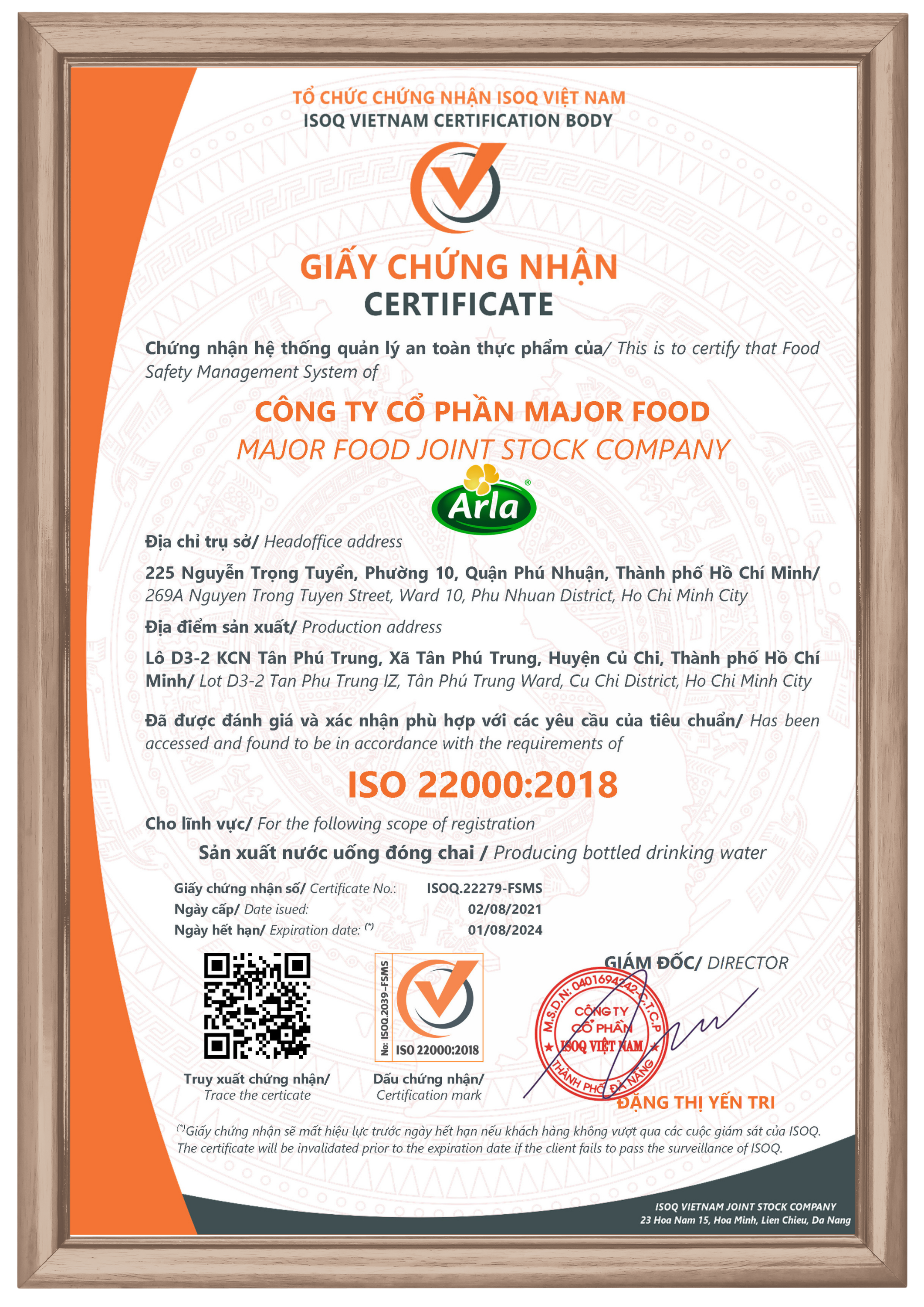 Giấy chứng nhận ISO 22000:2018